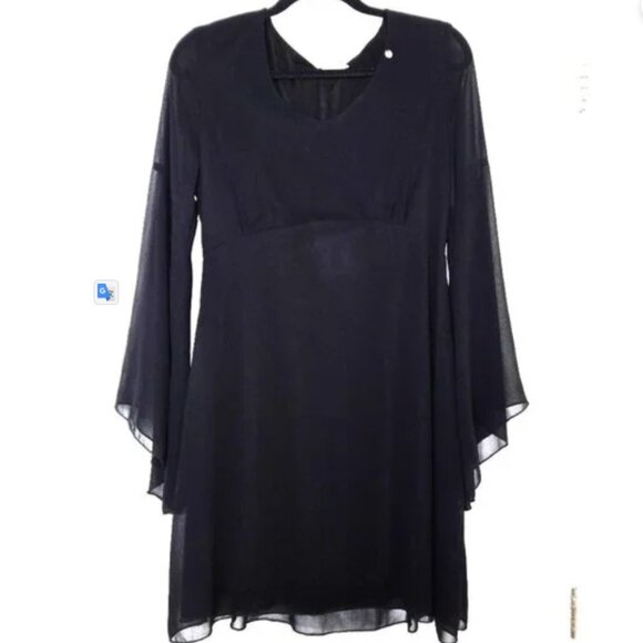 Rinascimento Boho Style Dress with Bell Sleeves Black, size M NWT - Picture 1 of 16
